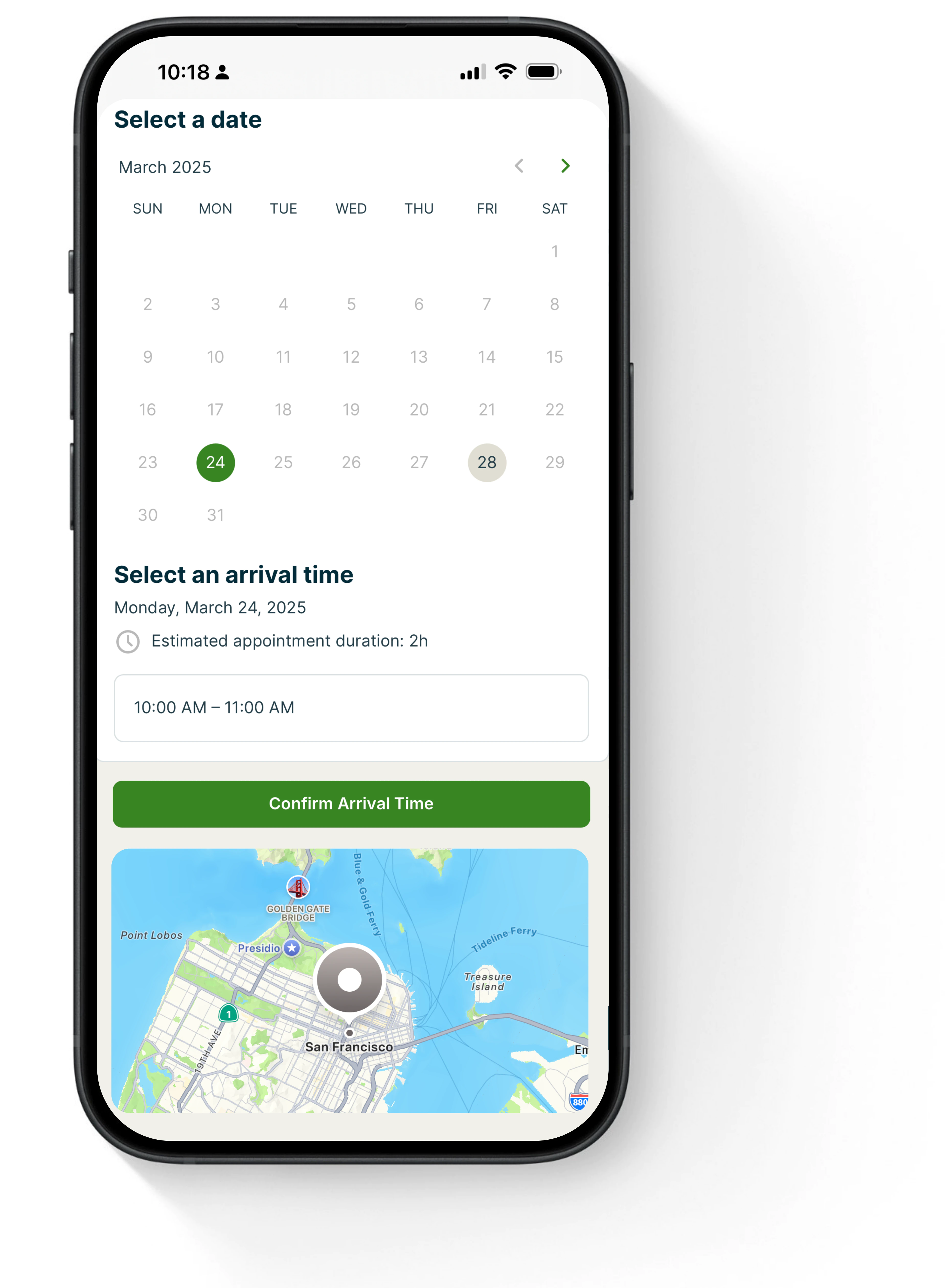 Cleantified online booking calendar on smartphone